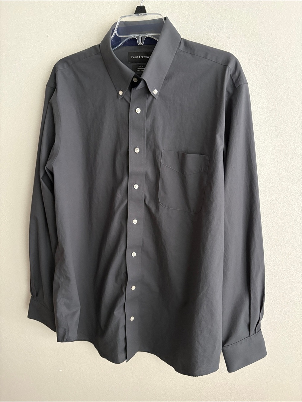Paul Fredrick 100% Cotton Men's Button-Down Shirt — Dark Gray